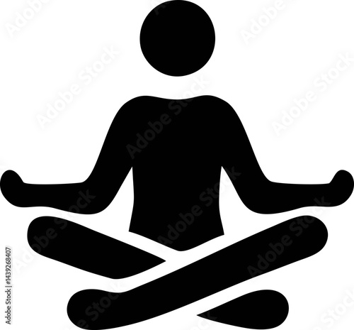 Simple black and white silhouette of a person in a meditative yoga pose.