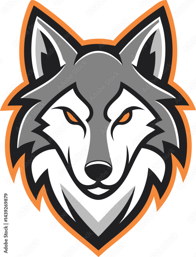 Fototapeta premium Modern stylized wolf head logo with geometric shapes sleek vector art for esports branding 
