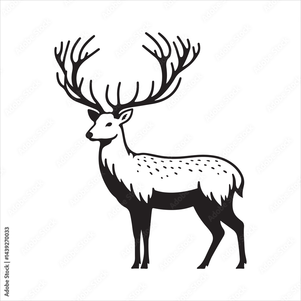 Black and White Deer Vector Illustration – Flat Design, High Contrast, Simple Shapes
Black and White Deer Vector Illustration – Flat Design, High Contrast, Simple Shapes