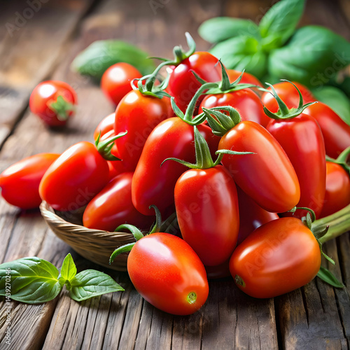 close up of tomatoes san Marzano on table