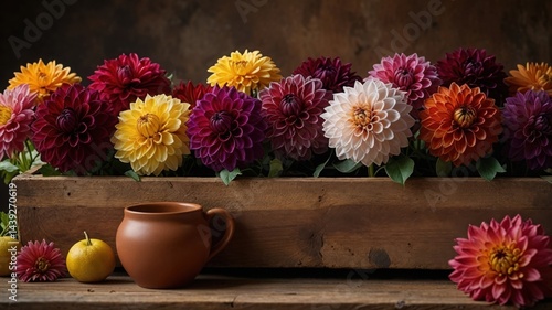 Wallpaper Mural flowers in a  wooden box Torontodigital.ca