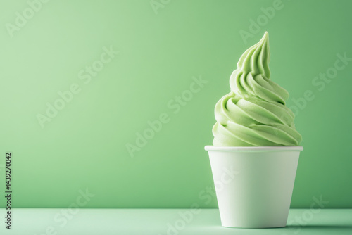 Indulging in creamy matcha soft serve a pastel green aesthetic food photography delight