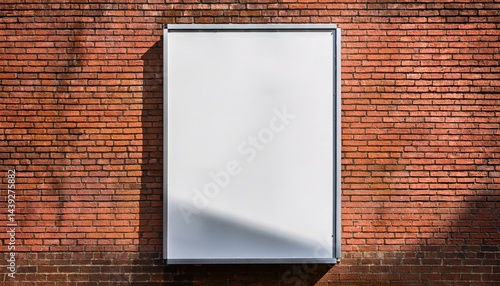 Large blank billboard on a red brick wall, ready for advertising or creative design.