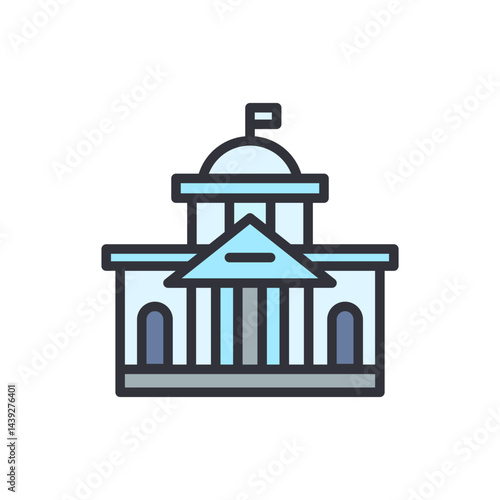 Courthouse colored icons, minimalist vector illustration ,simple transparent graphic element .Isolated on white background