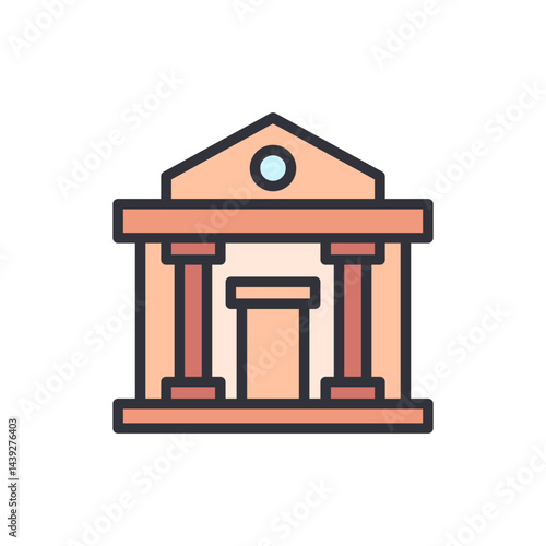 Courthouse colored icons, minimalist vector illustration ,simple transparent graphic element .Isolated on white background
