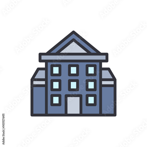 Courthouse colored icons, minimalist vector illustration ,simple transparent graphic element .Isolated on white background