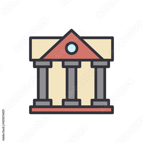 Courthouse colored icons, minimalist vector illustration ,simple transparent graphic element .Isolated on white background