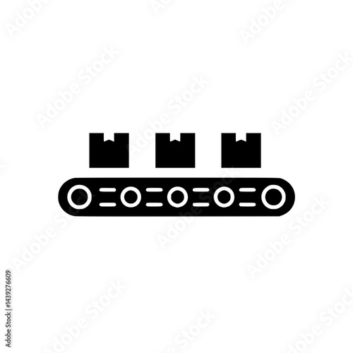 Conveyor belt icon with packages in a minimalist style  