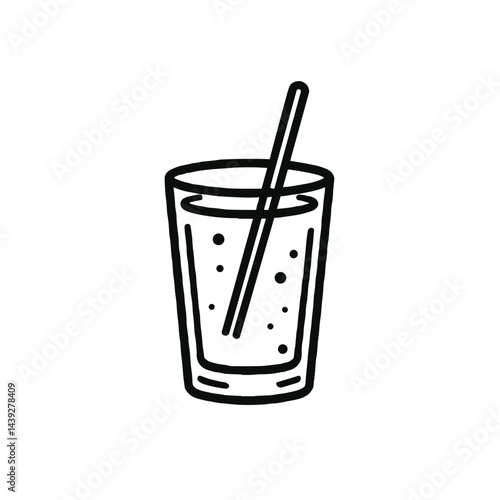 illustration of a refreshing drink in a glass with a straw on a light background