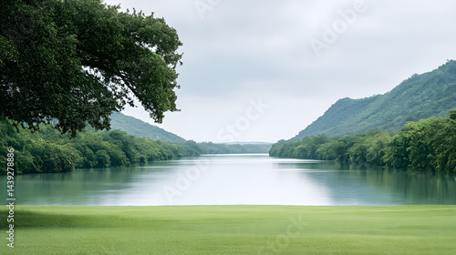 Ultra-realistic 4K photograph of a lush green lawn with dew drops on the leaves.
