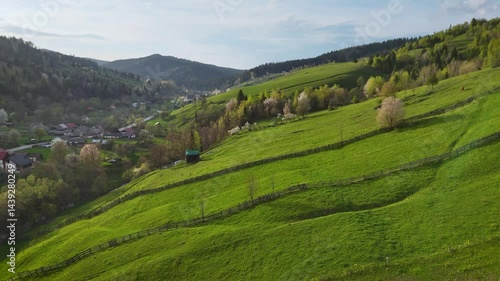 Wallpaper Mural Romanian rural landscape with fenced hills and village Torontodigital.ca