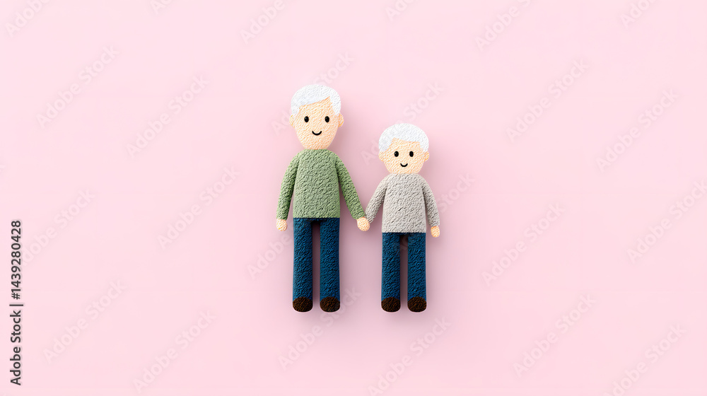 3D vector illustration of a middle-aged adult gently holding a cup, evoking calmness and warmth.