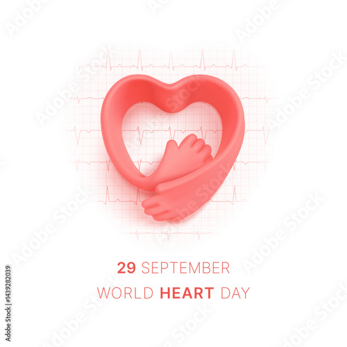Heart day vector illustration with heart shape ribbon