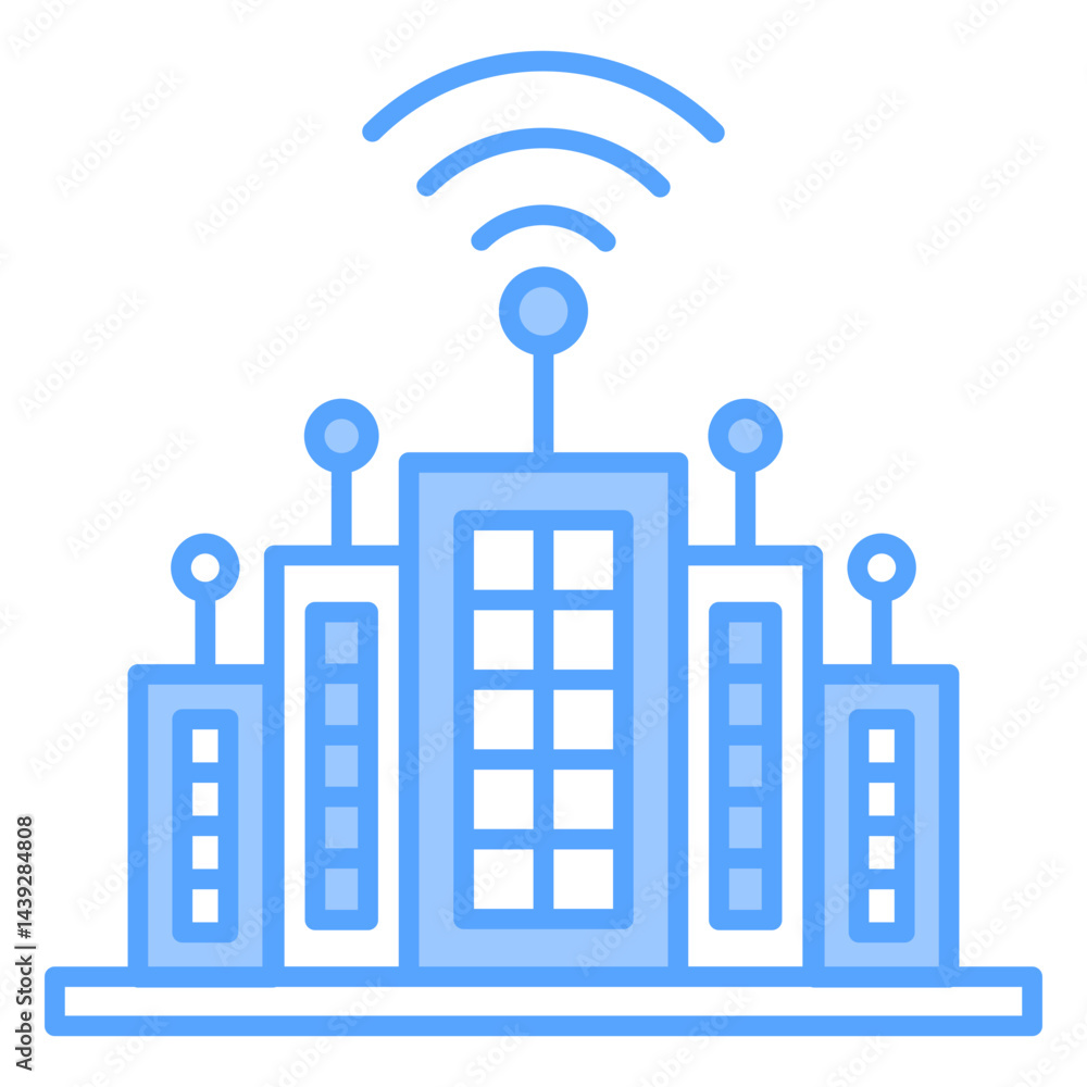 Naklejka premium Smart City Blue Icon