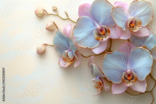 gilded pastel orchids heart