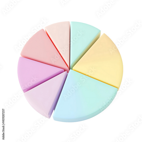  3D Render Icon Pastel Pie Chart.