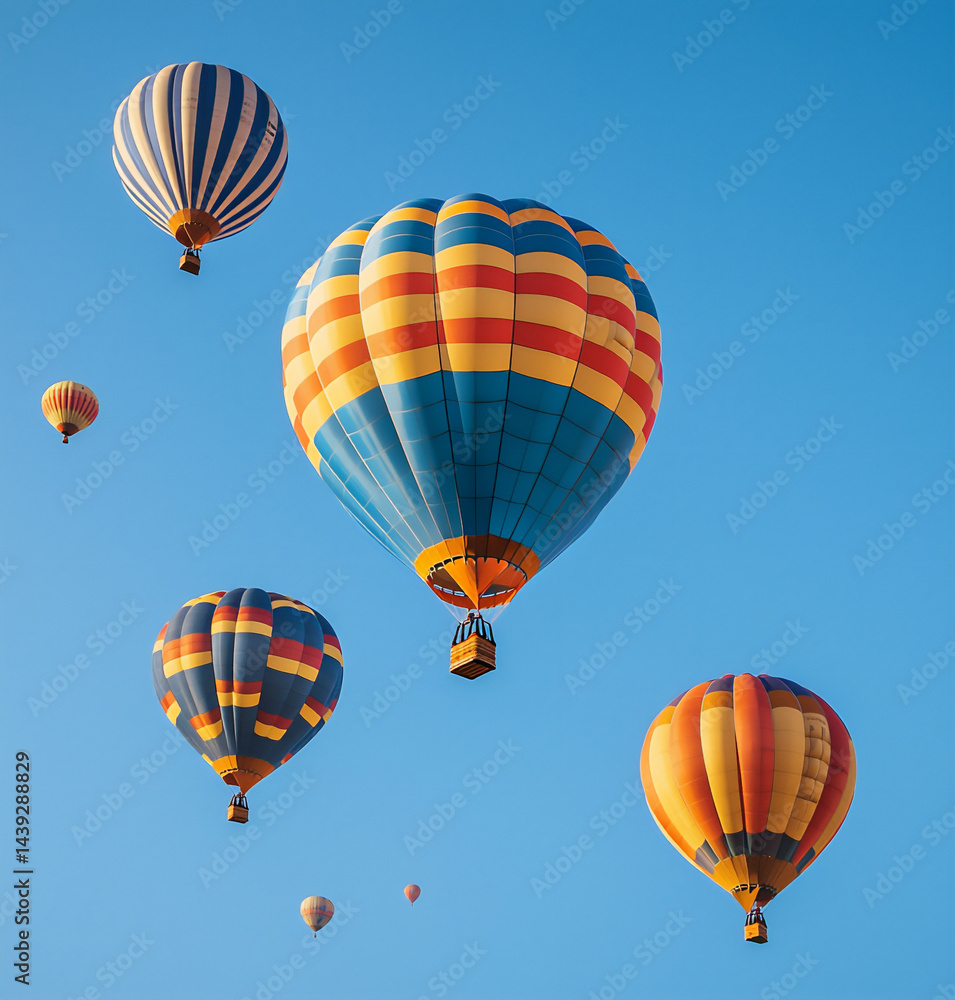 Fototapeta premium hot air balloons floating in the blue sky,
