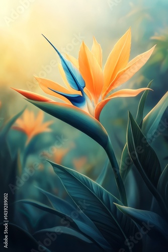 Paradise flower, vivid illustration.