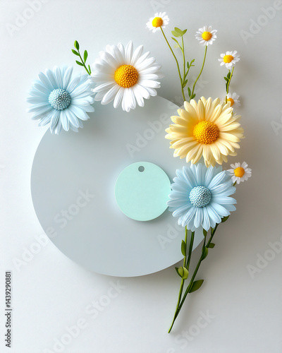 minimal daisies round tag