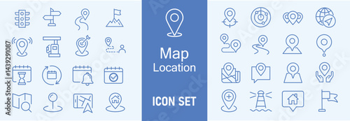 Location icon set. Location pin icon. map pin icon.  location pointer icon symbol in flat style. Location pin icon, Navigation sign. 