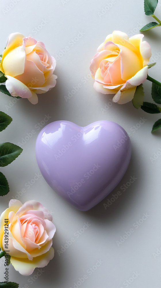 Fototapeta premium minimal heart card roses 8