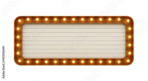 Rectangular Sign with Golden Frame and Warm Lights