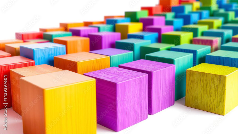 Obraz premium Colorful Wooden Blocks in Various Hues Creating a Vibrant and Playful Scene,Background