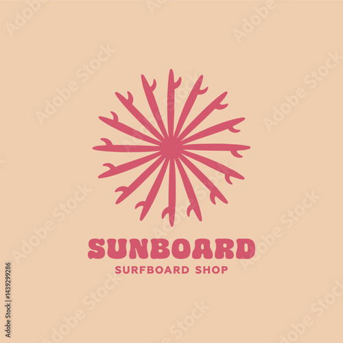 Vintage surf design template for surf club, surf shop, surf merch.