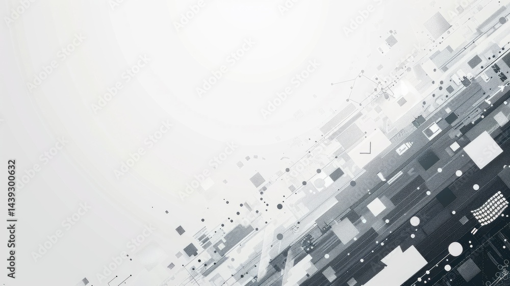 Obraz premium Digital face composed of various images and pixels on a white background. Abstract human portrait with 3D rendering geometric shape. Technology innovation and artificial intelligence concept. AIG53.