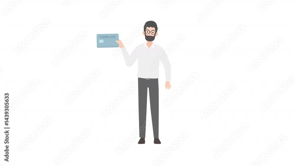Man holding credit card cartoon animation
Man holding credit card cartoon animation