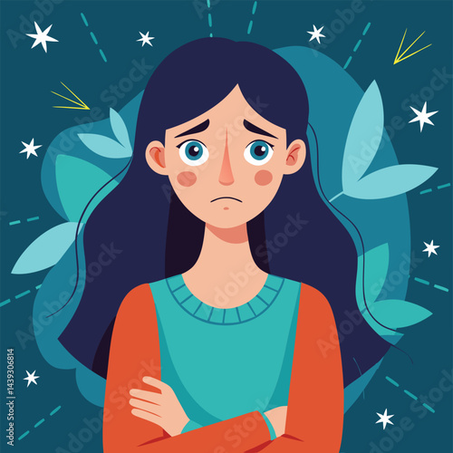 Anxious Girl In Need for a Helping Hand Vector Concept Illustration. Young teenage being vulnerable wanting care and comfort 