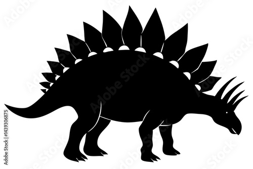 Stegosaurus dinosaur silhouette with plates vector illustration jurassic period isolated, stegosaurus, dinosaur, silhouette, prehistoric, jurassic, animal, extinct, vector, illustration, plate