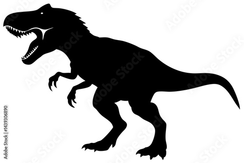 Roaring tyrannosaurus rex dinosaur silhouette illustration on white background, tyrannosaurus rex, t rex, dinosaur, silhouette, prehistoric, animal, reptile, jurassic, extinction, carnivore, predator