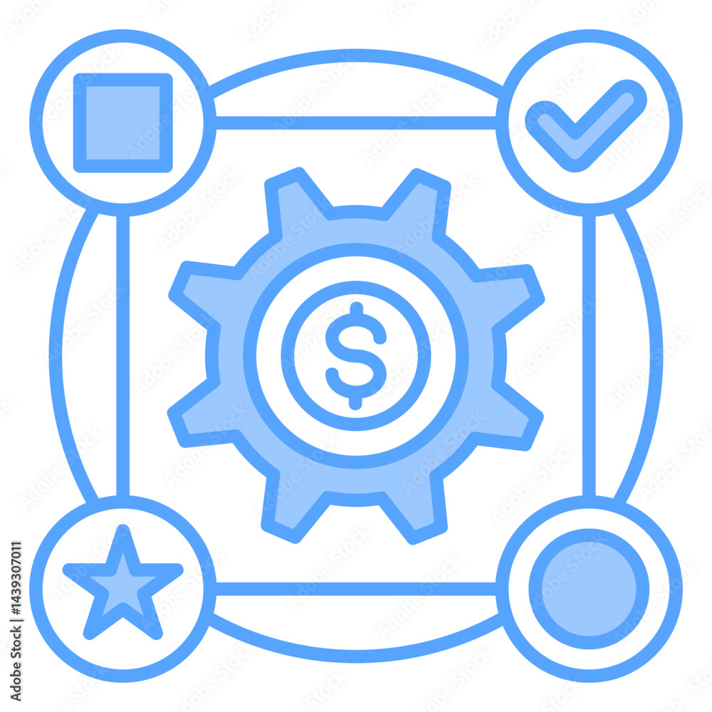 Business Model Blue Icon Business Model Blue Icon