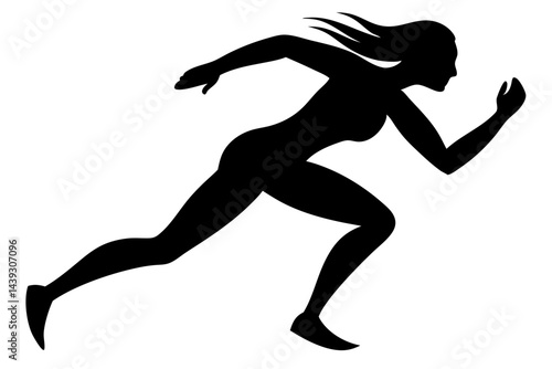 Silhouette of woman running fast action sport exercise and fitness vector illustration, woman, running, run, silhouette, athlete, sport, fitness, exercise, activity, motion, speed, power, energy