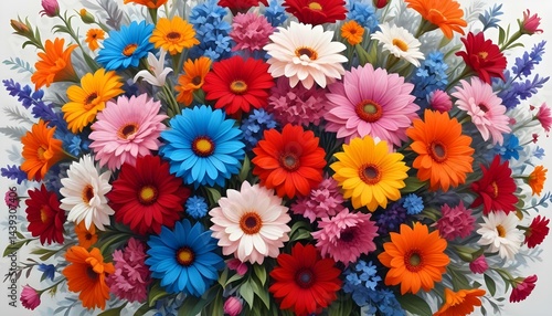 A colorful and vibrant bouquet of gerbera daisies, displaying a beautiful floral arrangement.