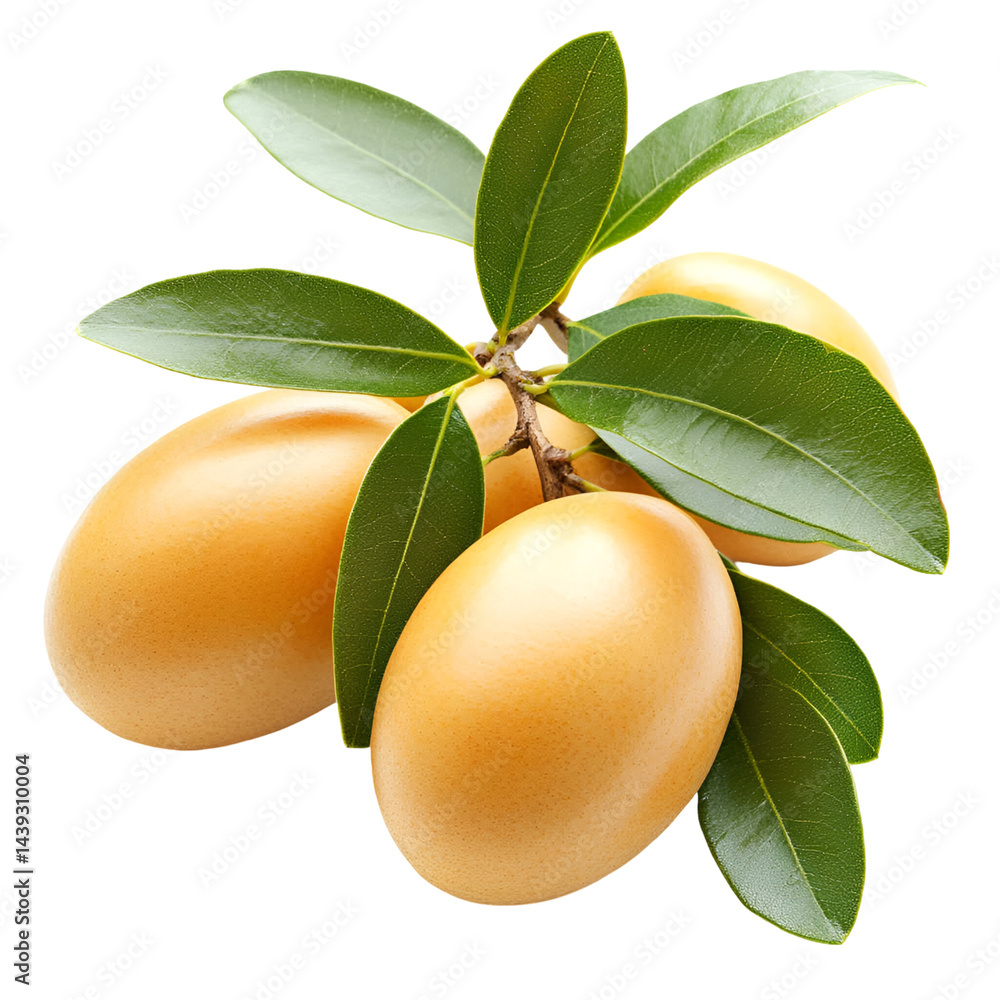 Closeup image of two yellow fruits on branch Closeup image of two yellow fruits on branch