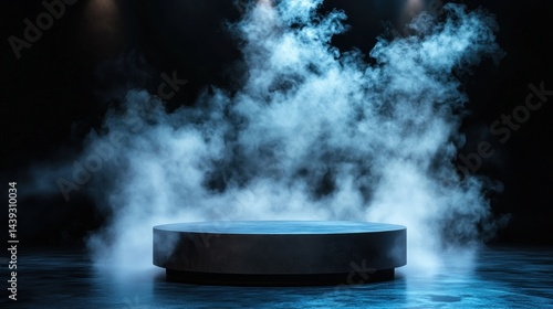 Wallpaper Mural Dark stage, circular platform, smoky atmosphere, spotlight illumination Torontodigital.ca