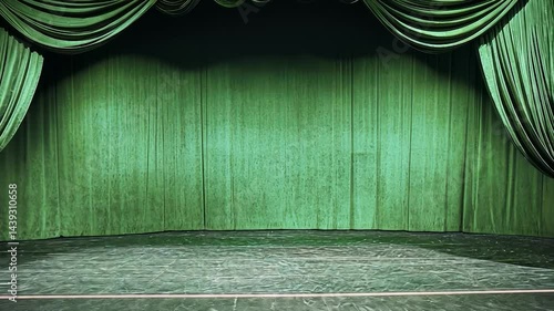 Empty Green Theater Stage
