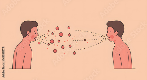 Viral Transmission:  Simplified Vector Illustration of Airborne Droplet Spread