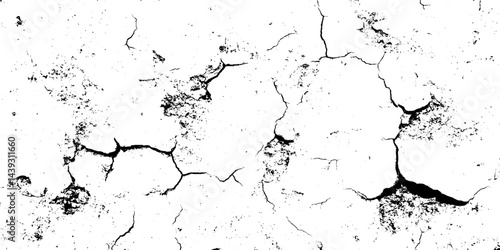 Abstract old stained dusty and scratched grunge texture features bold black ink splatters, drips, and strokes scattered across a clean white background.	