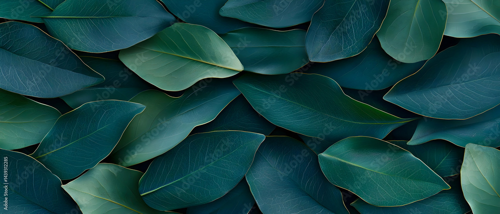 Deep teal leaves in a lush arrangement Deep teal leaves in a lush arrangement