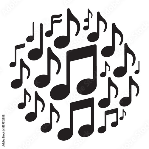 Silhouette of musical note illustrations creating an elegant and playful design.