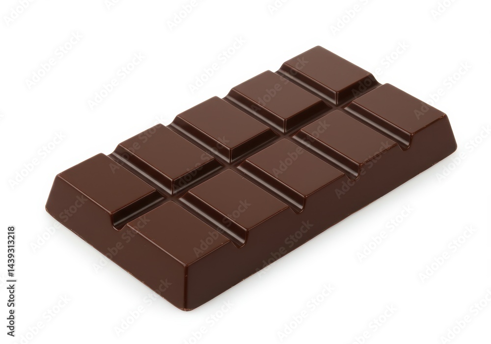 Dark chocolate bar with segments on a white background, isolated Dark chocolate bar with segments on a white background, isolated