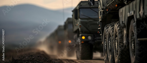 Military Convoy on Dusty Road