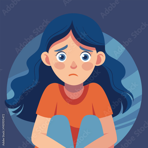 Anxious Girl In Need for a Helping Hand Vector Concept Illustration. Young teenage being vulnerable wanting care and comfort 