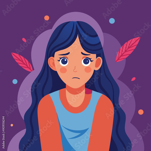 Anxious Girl In Need for a Helping Hand Vector Concept Illustration. Young teenage being vulnerable wanting care and comfort 