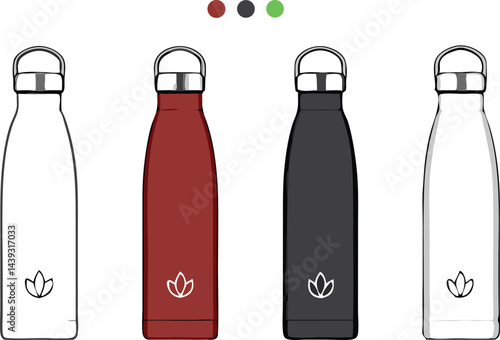  Stainless steel water bottles with insulated flasks and reusable drink containers featuring minimalist design and metallic finish