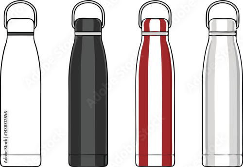  Stainless steel water bottles with insulated flasks and reusable drink containers featuring minimalist design and metallic finish