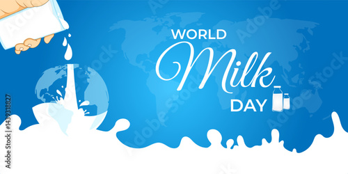 Vector illustration of World Milk Day social media template